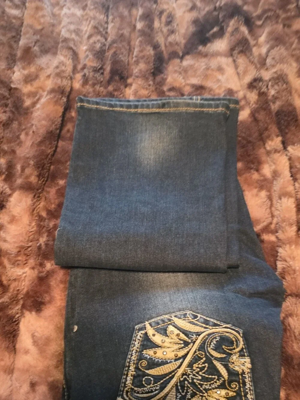 Adiktd Dark Blue Jeans with Gold Embroidered Back Pockets